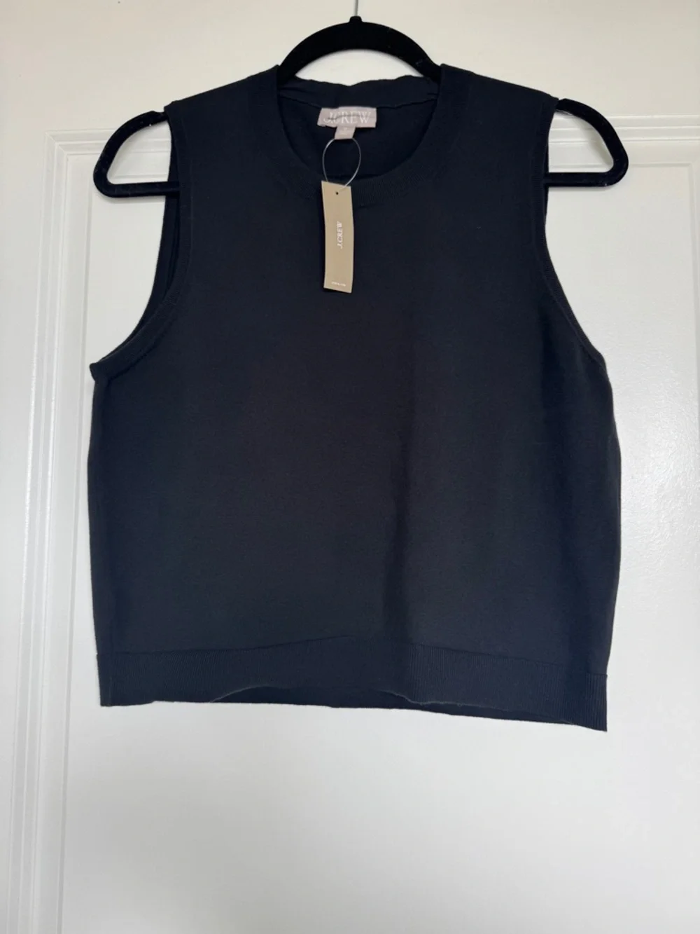 NWT! J. CREW Women’s Sweater Shell in Premium Ultra-Fine Cotton Blend Black Med